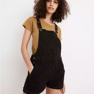NEW Madewell Adirondack Short Overalls in Washed Black Large